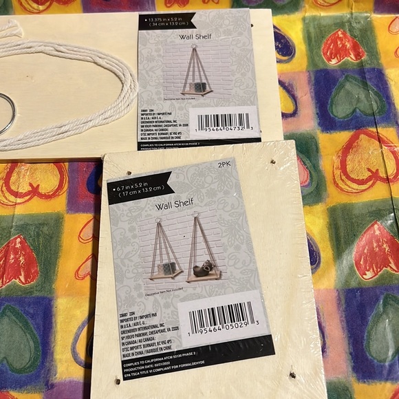 New 3 PC Decorative Hanging Wall Shelves with Rope - Picture 3 of 11